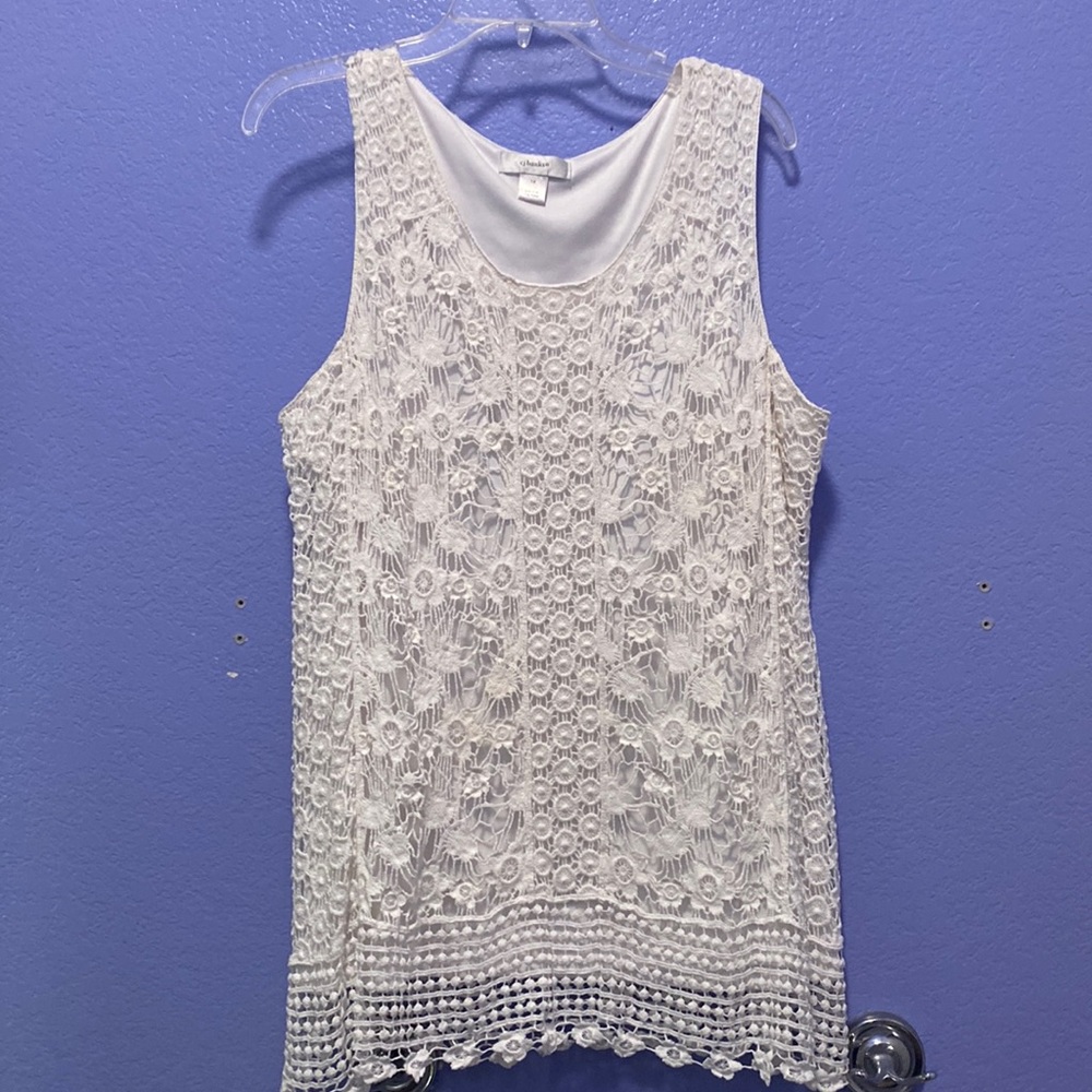 White lined and Lacey long top